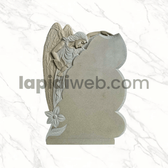 Spalliera per lapide a terreno – Scultura angelo lavorato con fiore – SPP04
