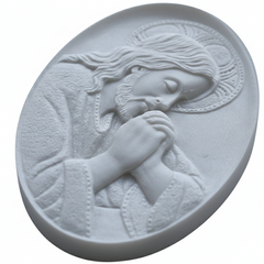 Scultura Bassorilievo Gesù in Preghiera – Decoro Sacro Artigianale per Lapidi e Cappelle - CR33