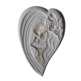 Scultura Bassorilievo Madonna con Gesù nel Cuore – Decoro Sacro Artigianale per Lapidi e Monumenti - DV1