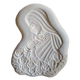 Scultura Bassorilievo Madonna con Rose – Decoro Sacro Artigianale per Lapidi e Monumenti - MA25
