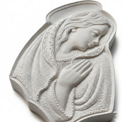 Scultura Bassorilievo Madonna di Profilo Sagomata – Decoro Sacro Artigianale per Lapidi e Cappelle - MA29