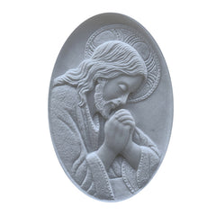 Scultura Bassorilievo Gesù in Preghiera – Decoro Sacro Artigianale per Lapidi e Cappelle - CR33