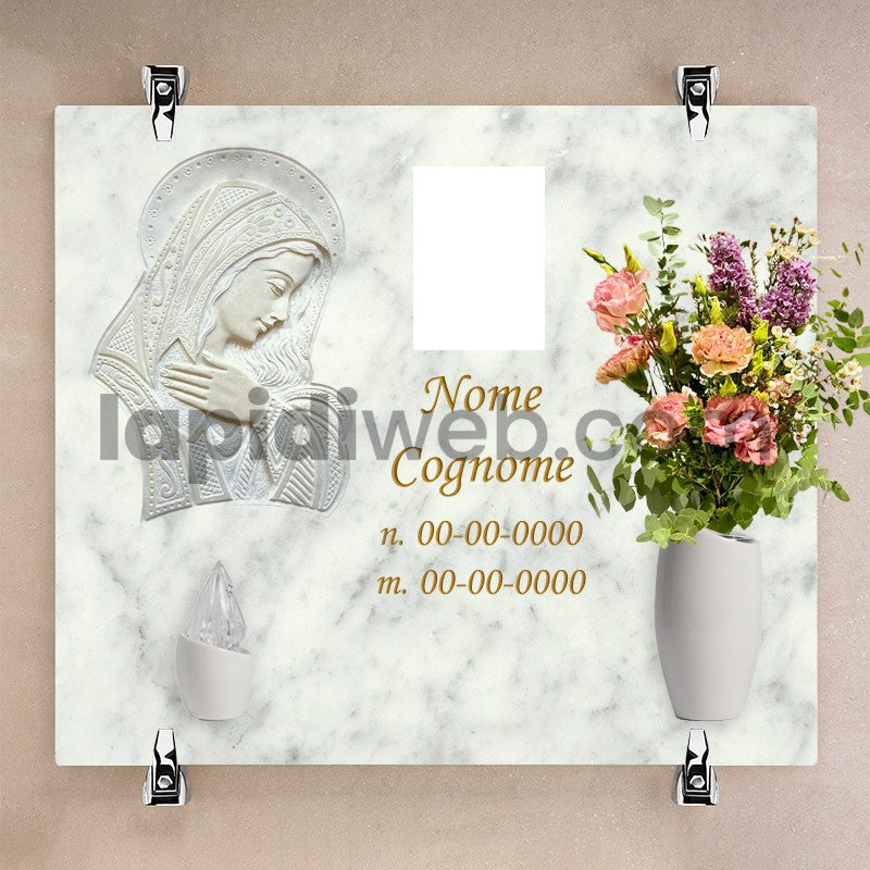 Lapide Per Loculo A Parete Con Scultura Soft Design Madonna LL04 Lapide Per Loculo A Parete Con Scultura Soft Design Madonna LL04