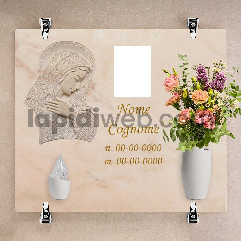 Lapide per loculo a parete con scultura soft design madonna – LL04