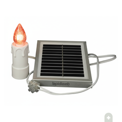Kit luce votiva fotovoltaica con pannello solare, lumino a 2 LED luce rossa fissa e cavo di collegamento per tomba a terra