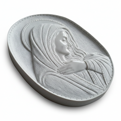 Scultura Bassorilievo Madonna di Profilo in Ovale – Decoro Sacro Artigianale per Lapidi e Cappelle - MA04
